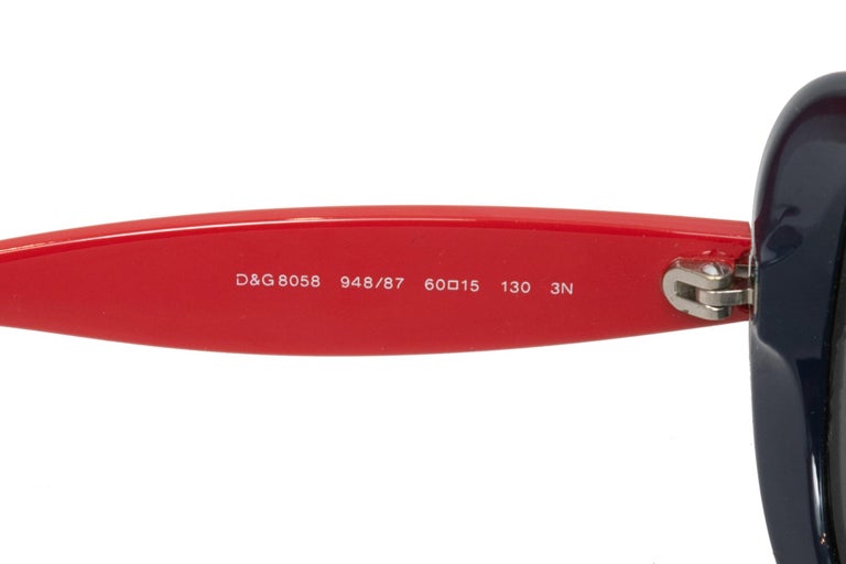 Red and Multicolor D&G Oversized Striped Sunglasses For Sale 