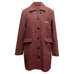 Cappotto in lana pied-de-poule rosso e multicolore di Ganni, taglia M. I.