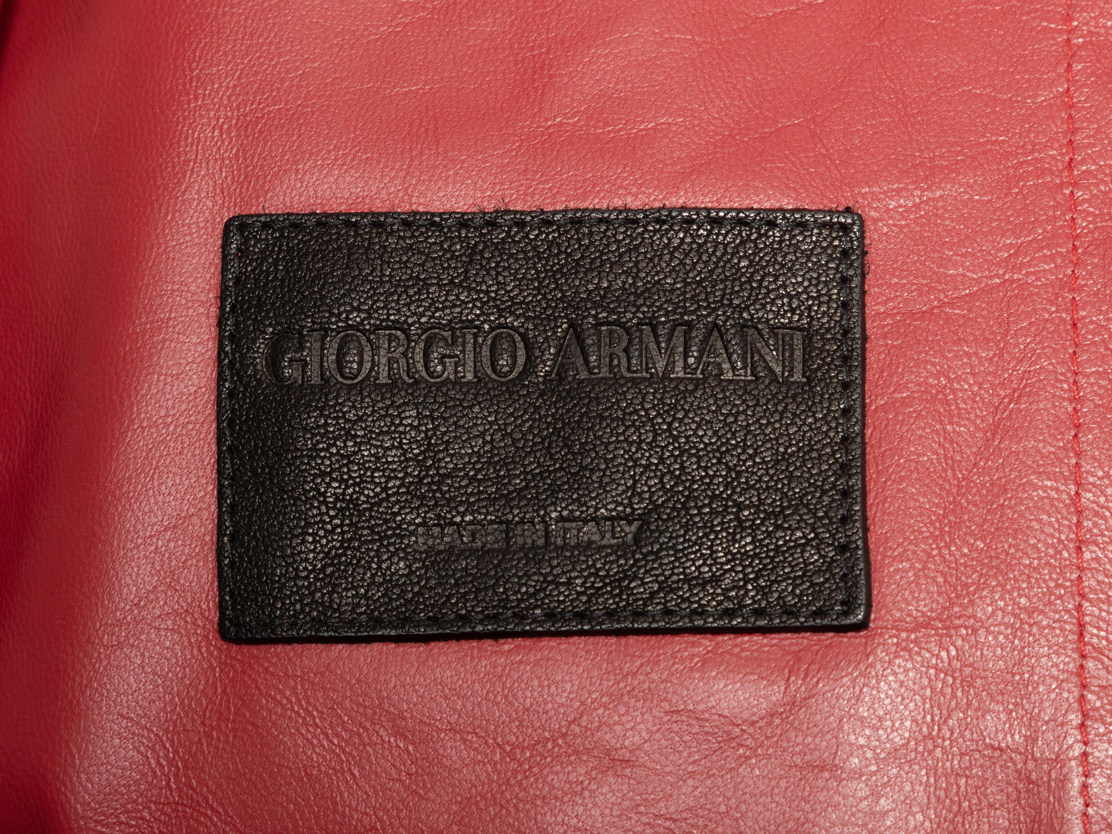 Red & Multicolor Giorgio Armani Woven Leather Coat Size IT 42 For Sale 3