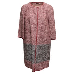 Red & Multicolor Giorgio Armani Woven Leather Coat Size IT 42