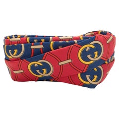 Cinta para el pelo con logotipo en sarga de seda roja y multicolor Gucci Talla US M