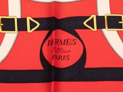 Red & Multicolor Hermes Eperon d'Or Motif Printed Silk Scarf