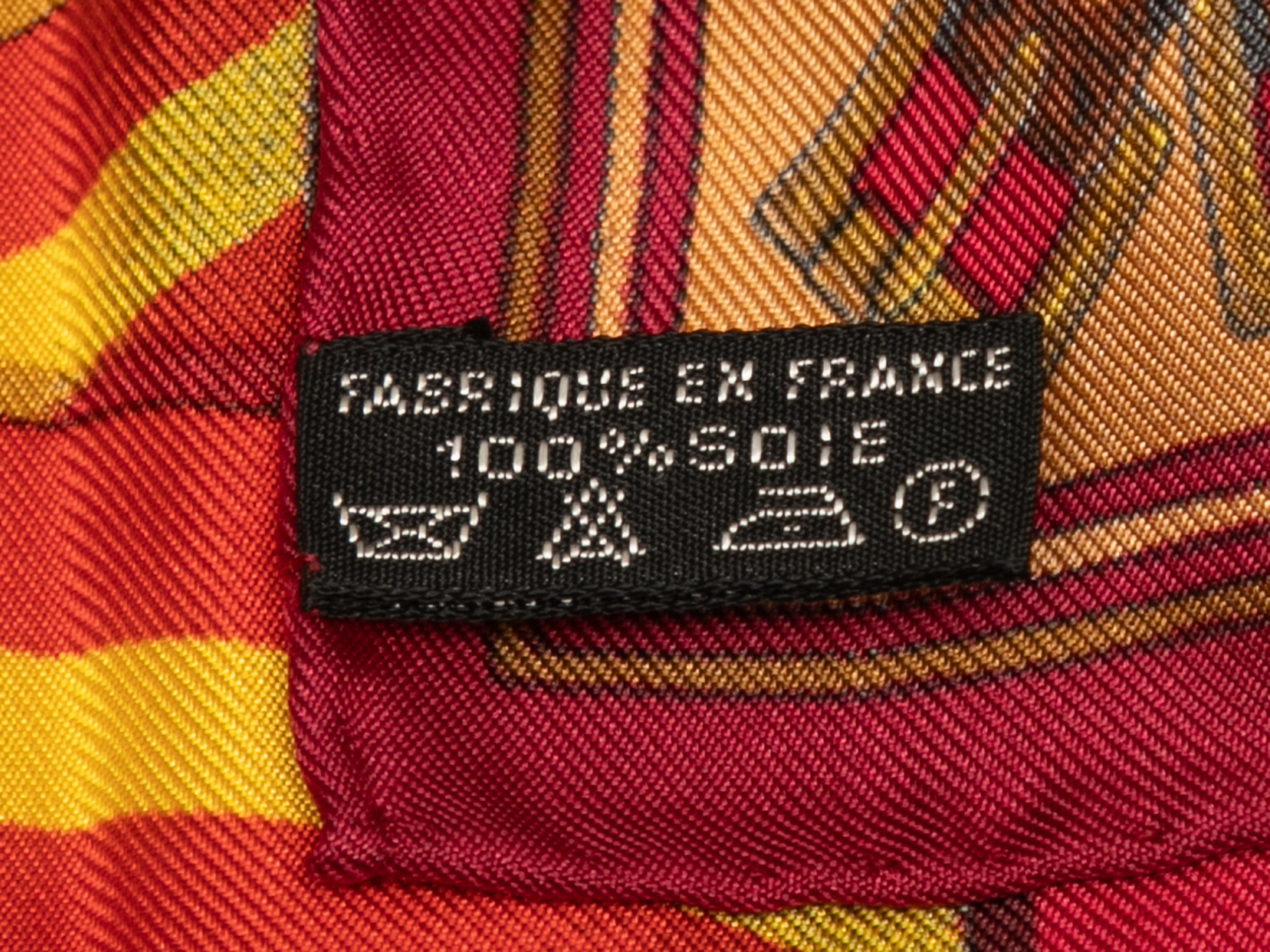 Pañuelo de seda estampado rojo y multicolor Hermes Les Sangles Motif Rojo en venta