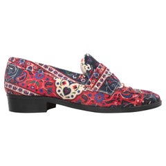 Rote & mehrfarbige Leandra Medine Loafers aus Samt mit Paisleymuster und Paisleymuster Größe 40