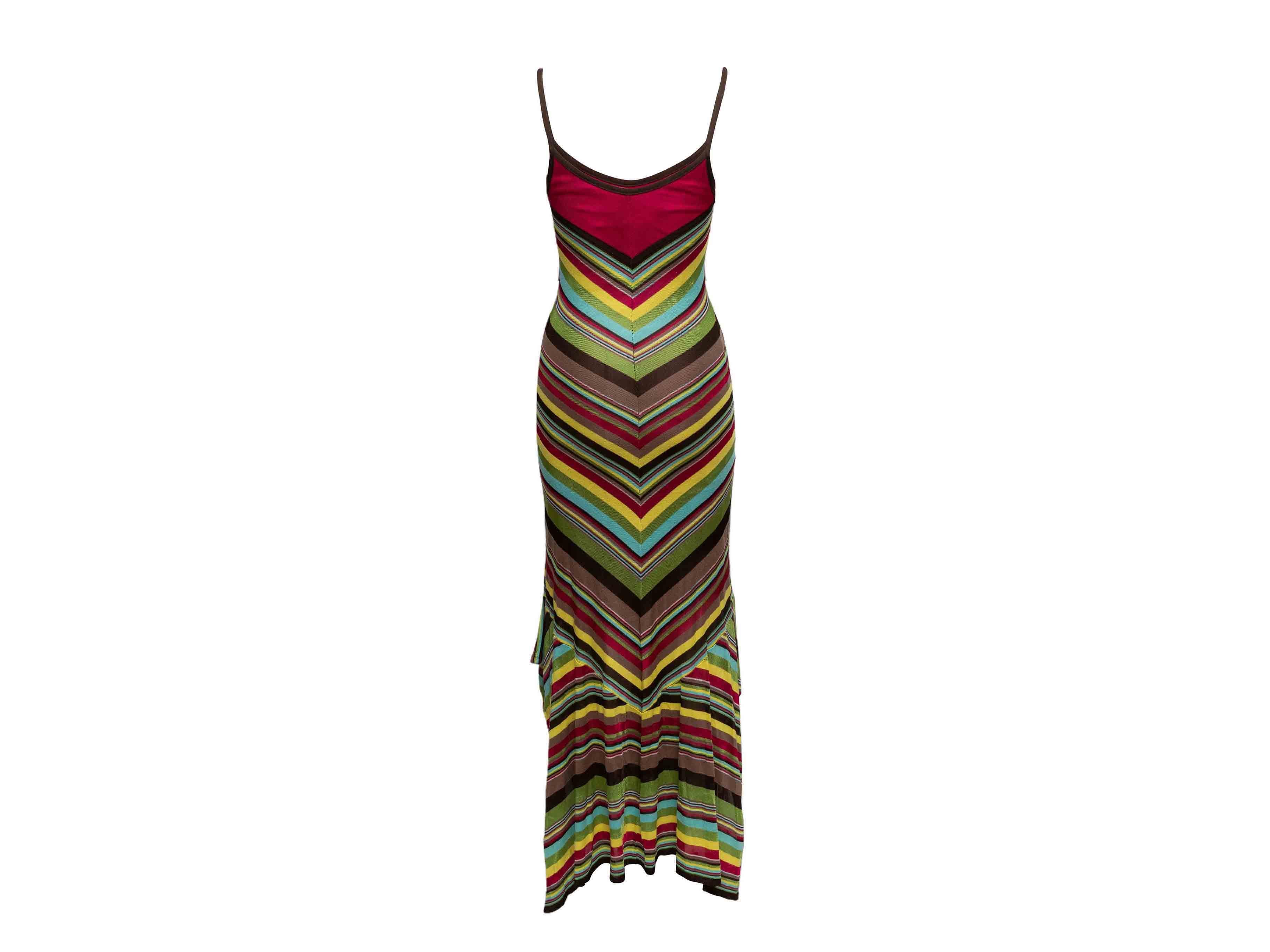 Marron Robe en maille sans manches rouge et multicolore M Missoni Chevron Taille IT 42 en vente