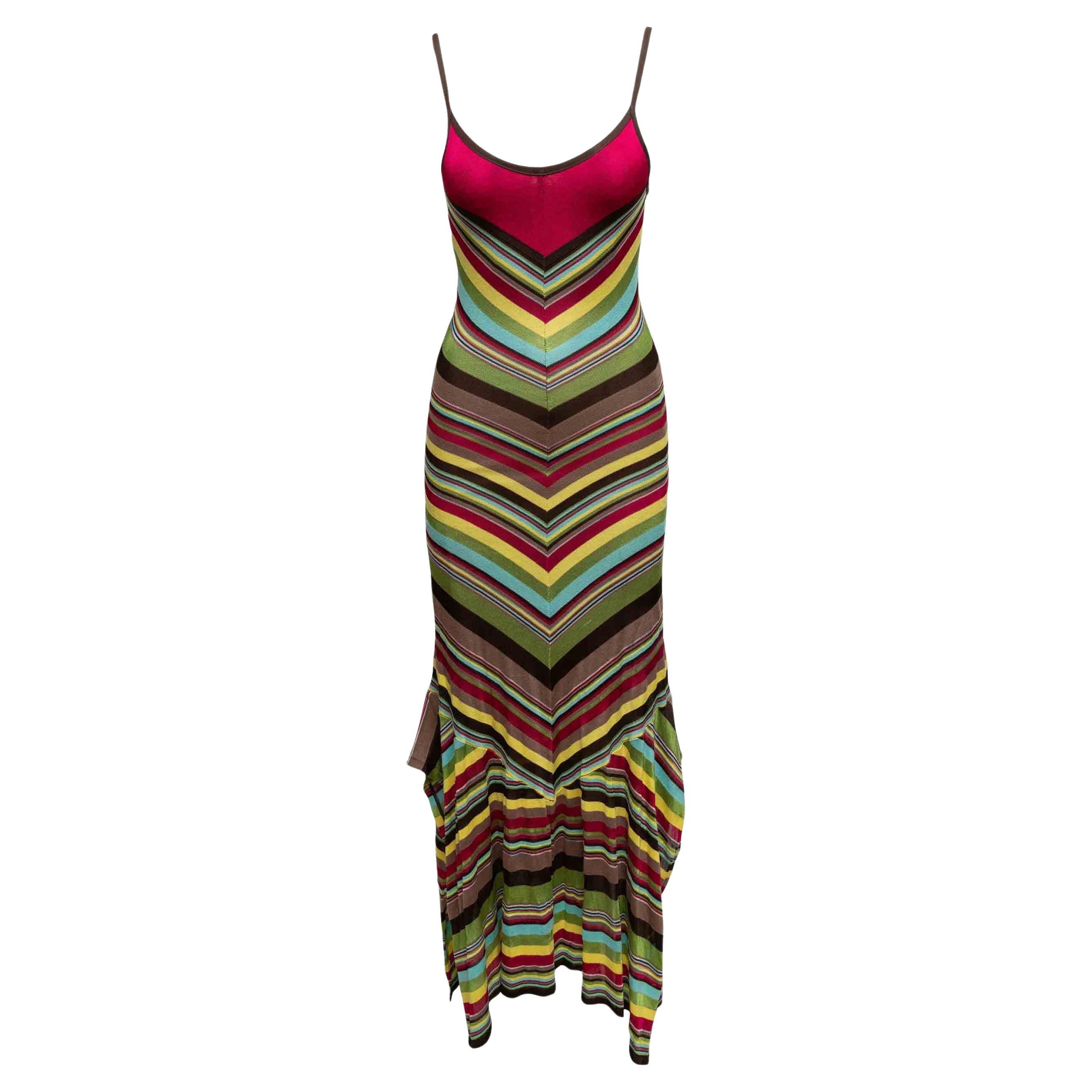 Robe en maille sans manches rouge et multicolore M Missoni Chevron Taille IT 42 en vente