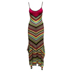 Red & Multicolor M Missoni Chevron Sleeveless Knit Dress Size IT 42