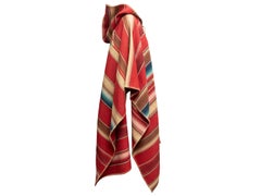 Poncho con capucha de rayas en mezcla de lana Ralph Lauren rojo y multicolor Talla O/S