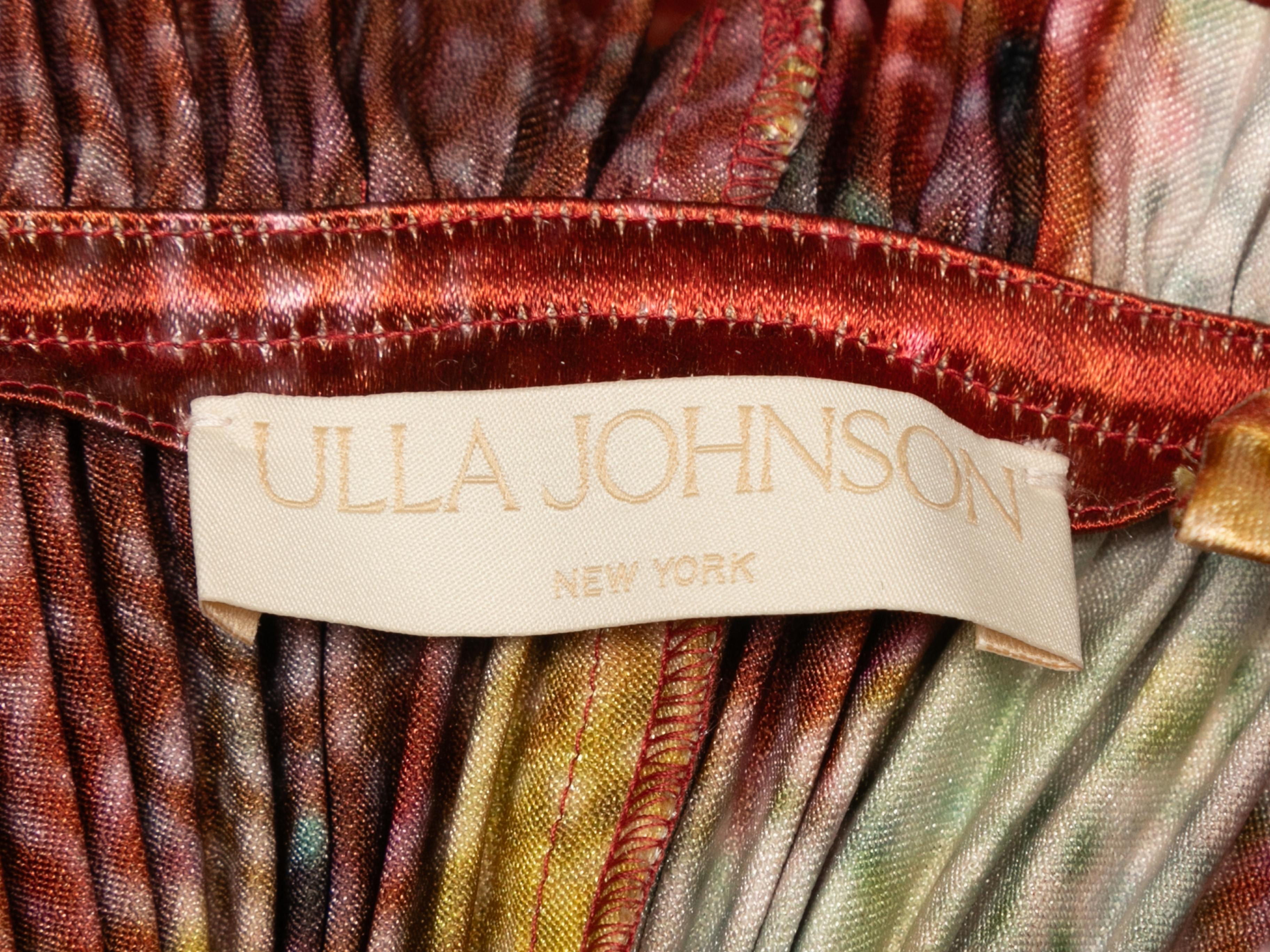 Red & Multicolor Ulla Johnson Pleated Printed Maxi Dress Size US 0 In Good Condition For Sale In New York, NY