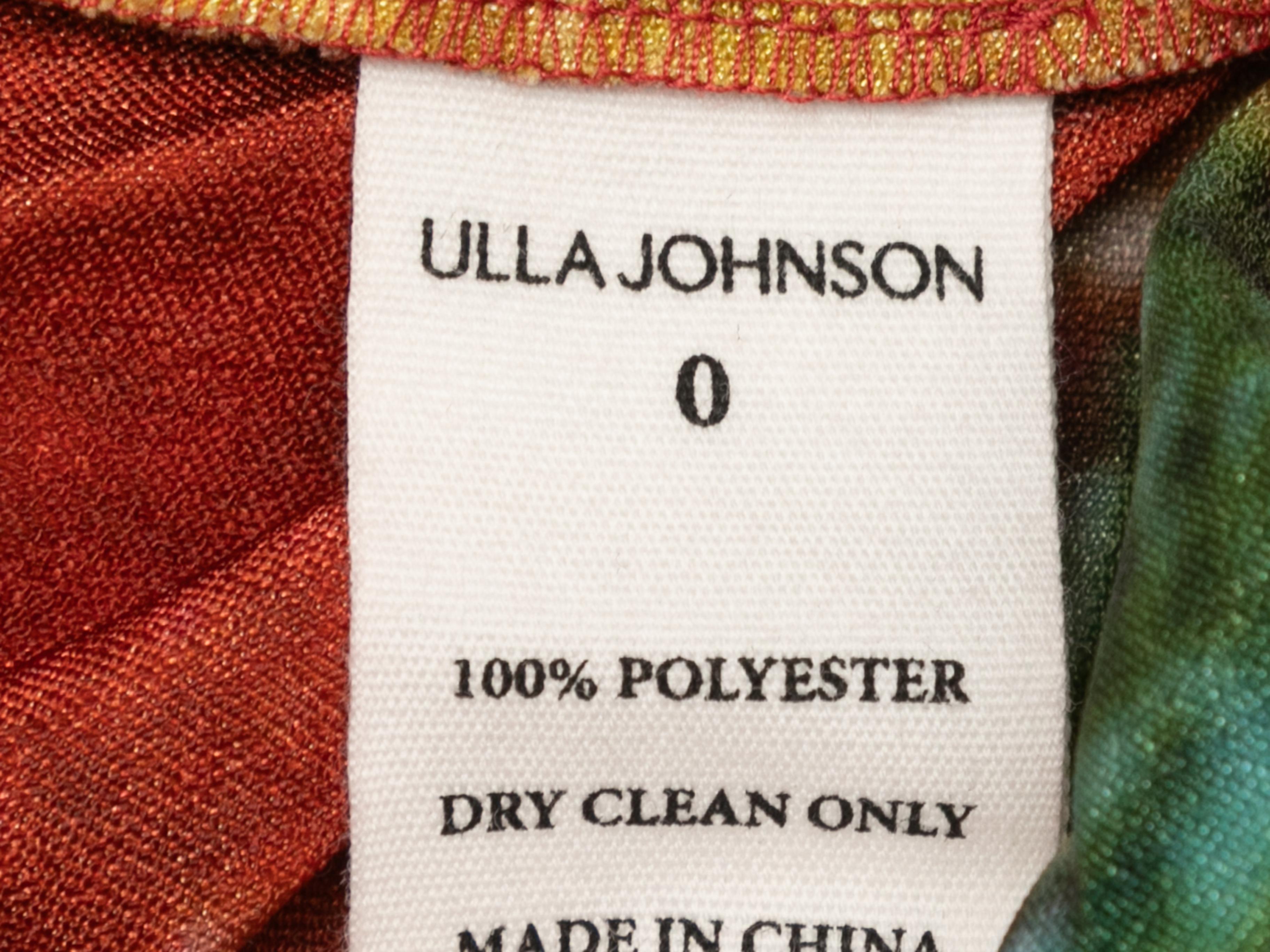 Women's Red & Multicolor Ulla Johnson Pleated Printed Maxi Dress Size US 0 For Sale