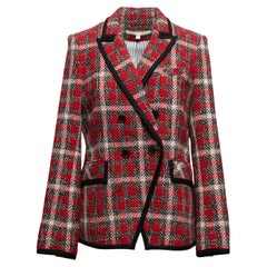 Roter & mehrfarbiger Veronica Beard Harriet doppelreihiger Blazer Größe US 10