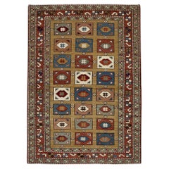 Mehrfarbiger türkischer Vintage-Teppich in Rot 3'5" x 5'4"