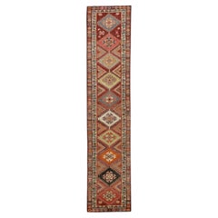 Tapis de couloir turc vintage rouge multicolore 2'10" x 12'10"