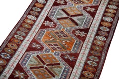 Red Multicolor Vintage Turkish Runner 2'7" x 12'3"