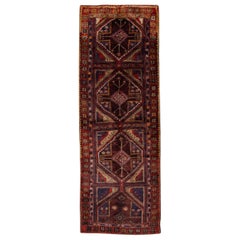 Runner turco vintage multicolore rosso 4'7" x 13'2"
