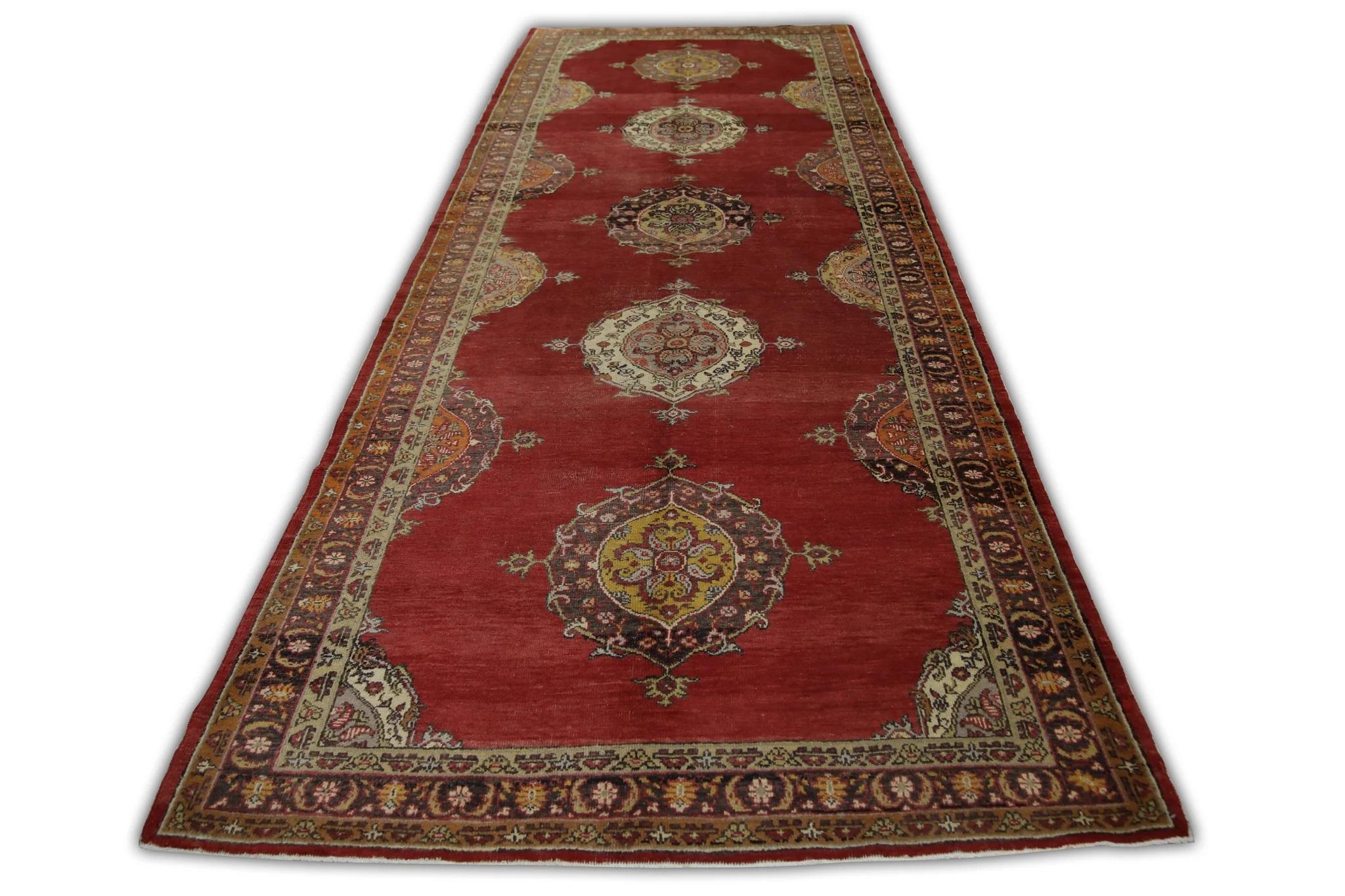 Red Multicolor Vintage Turkish Runner 5'3