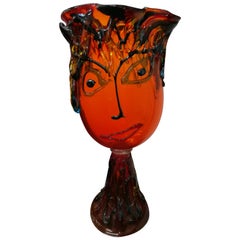 Red Multicolored Blown Glass Mask Coup