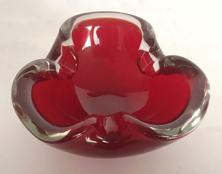 Italian Red Murano Ashtray or Bowl For Sale