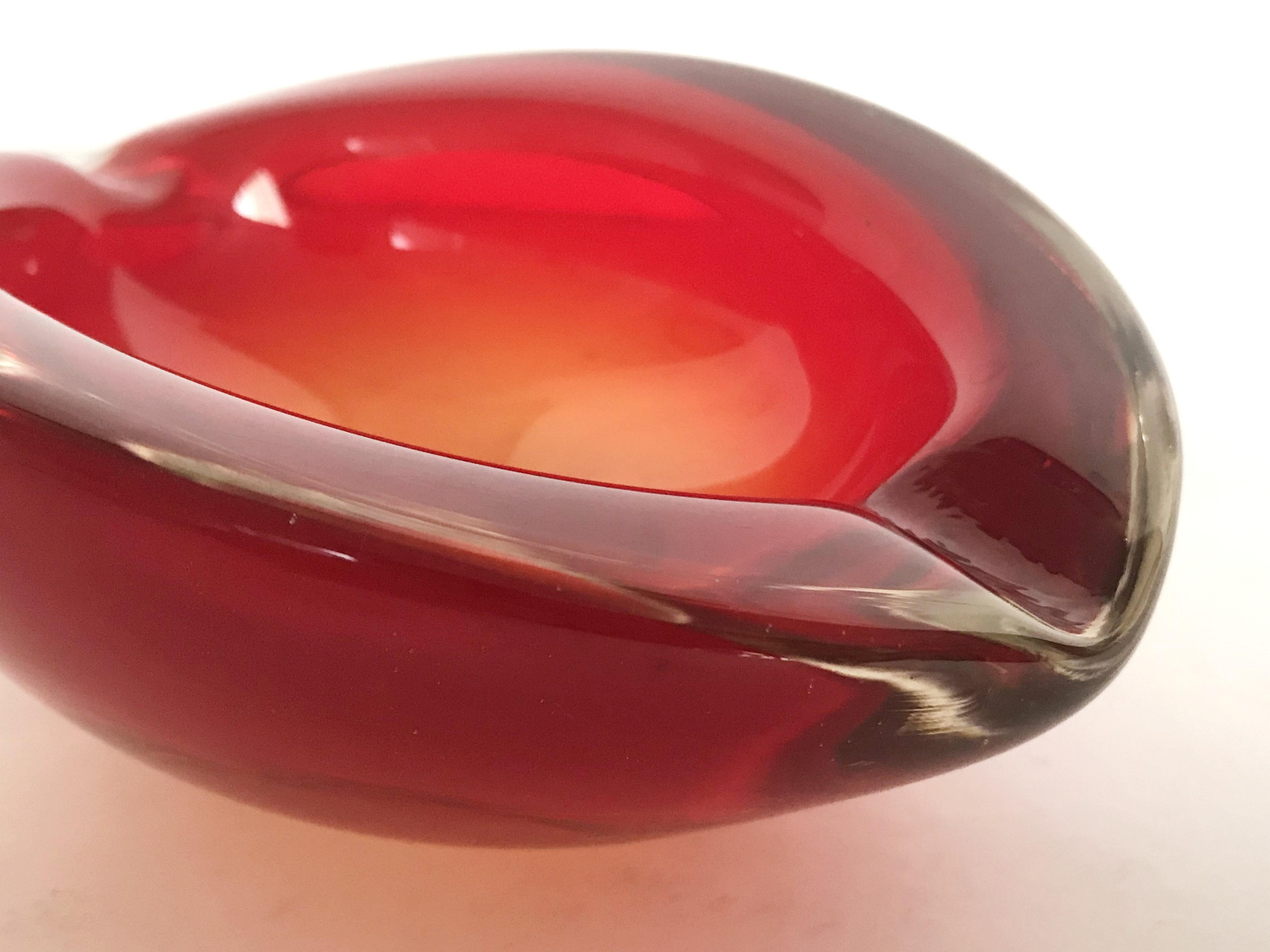Blown Glass Red Murano Ashtray or Bowl For Sale