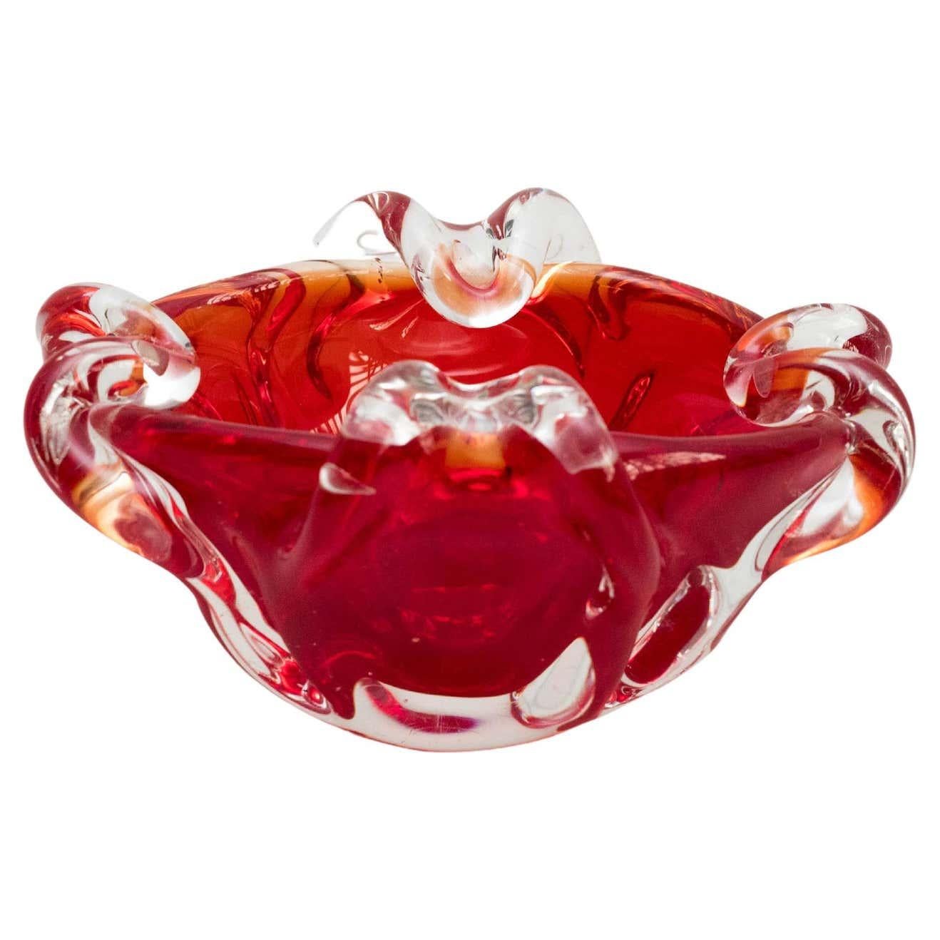 Cendrier en verre de Murano rouge, vers 1970 en vente 8