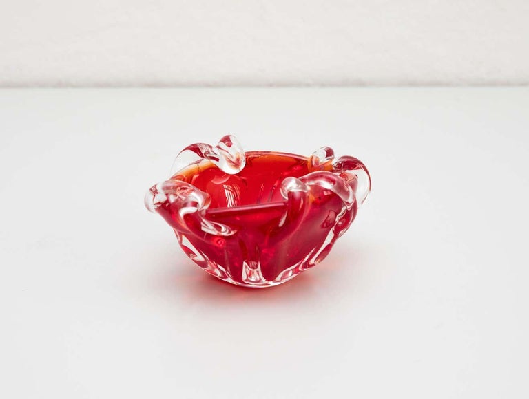 Mid-Century Modern Red Murano Glass Ashtray, circa 1970 For Sale