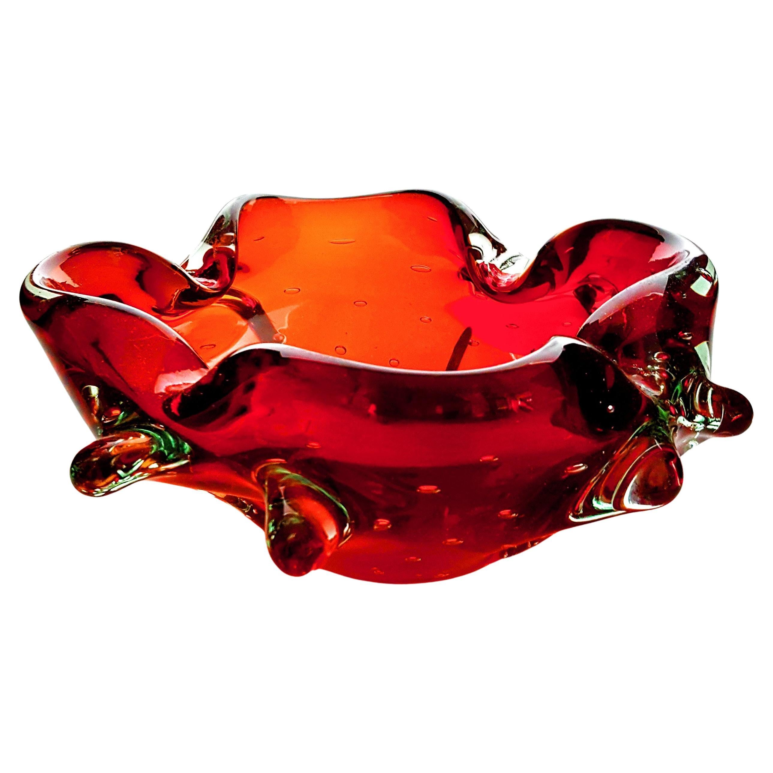 Red Murano Glass Bowl - Bullicante, Lenti