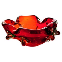 Vintage Red Murano Glass Bowl - Bullicante, Lenti