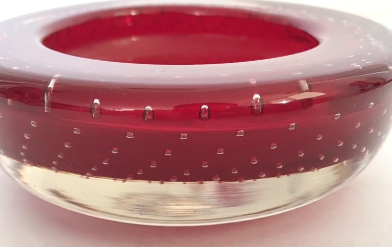 Red Murano Glass Bowl In Good Condition For Sale In Palm Springs, CA