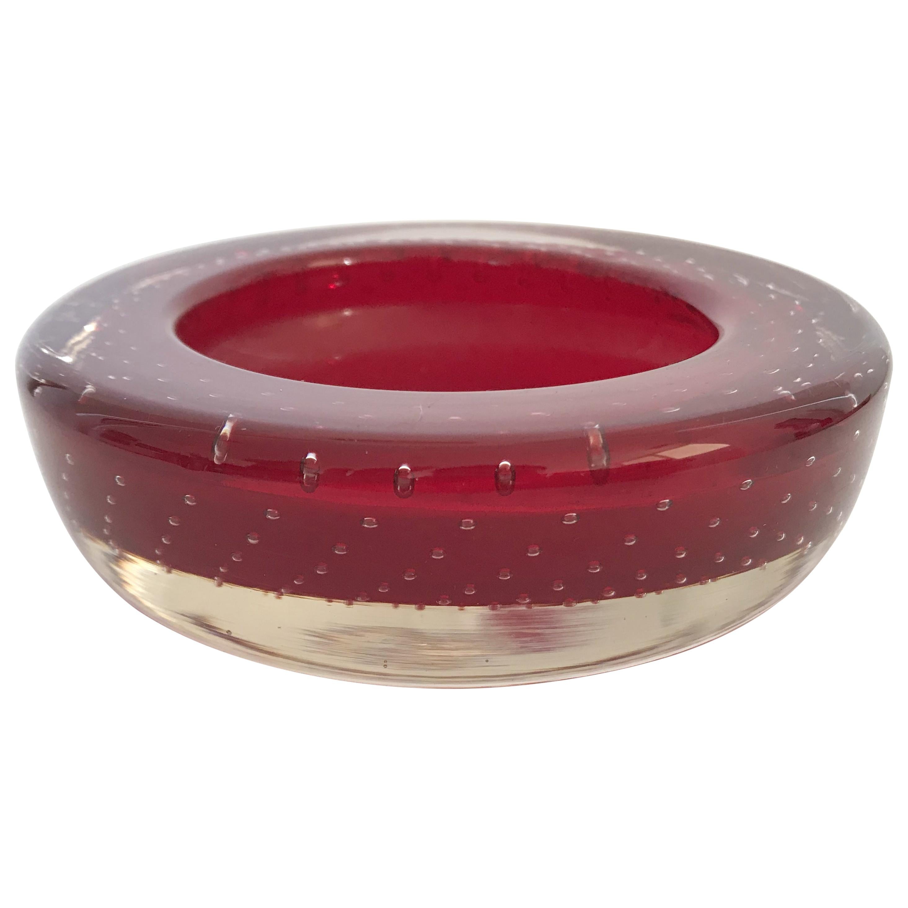 Rote Schale aus Muranoglas im Angebot