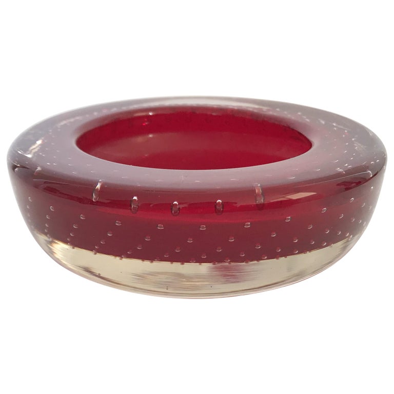 Red Murano Glass Bowl For Sale