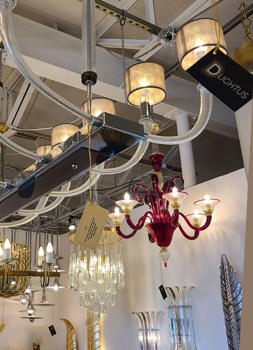 Mid-20th Century Red Murano Glass Chandelier, Italy 1960s For Sale