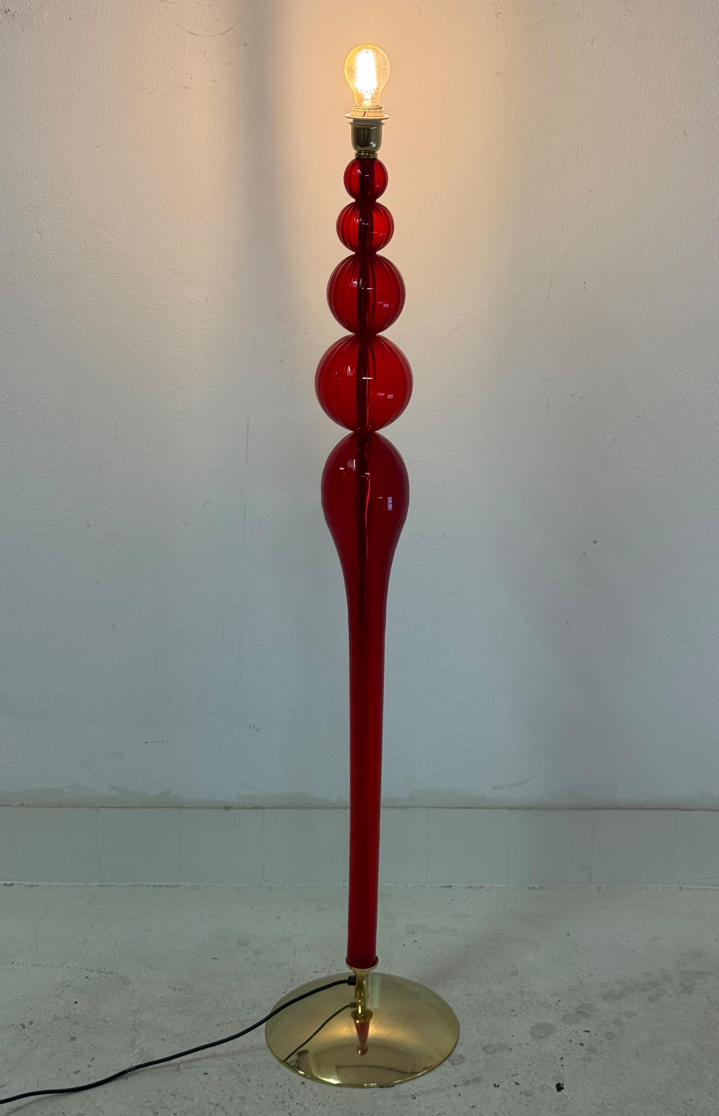 Red Murano Glass Floor Lamp For Sale 4