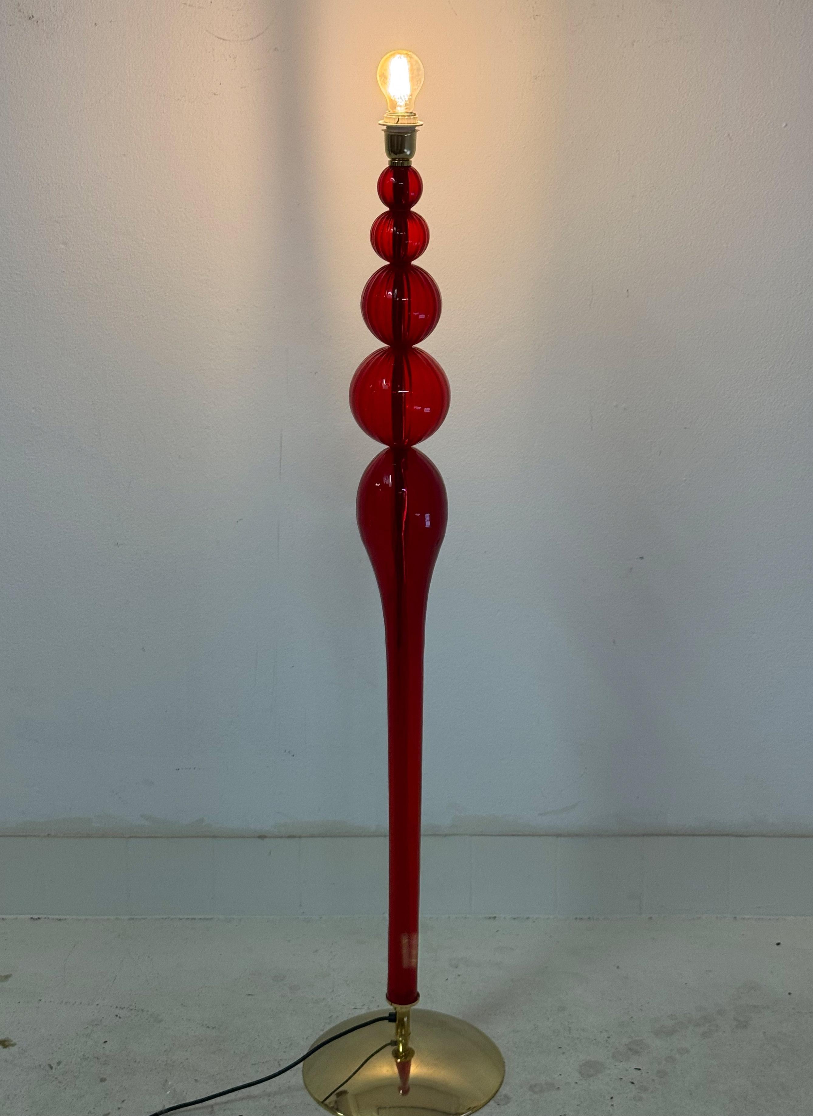 Red Murano Glass Floor Lamp For Sale 5