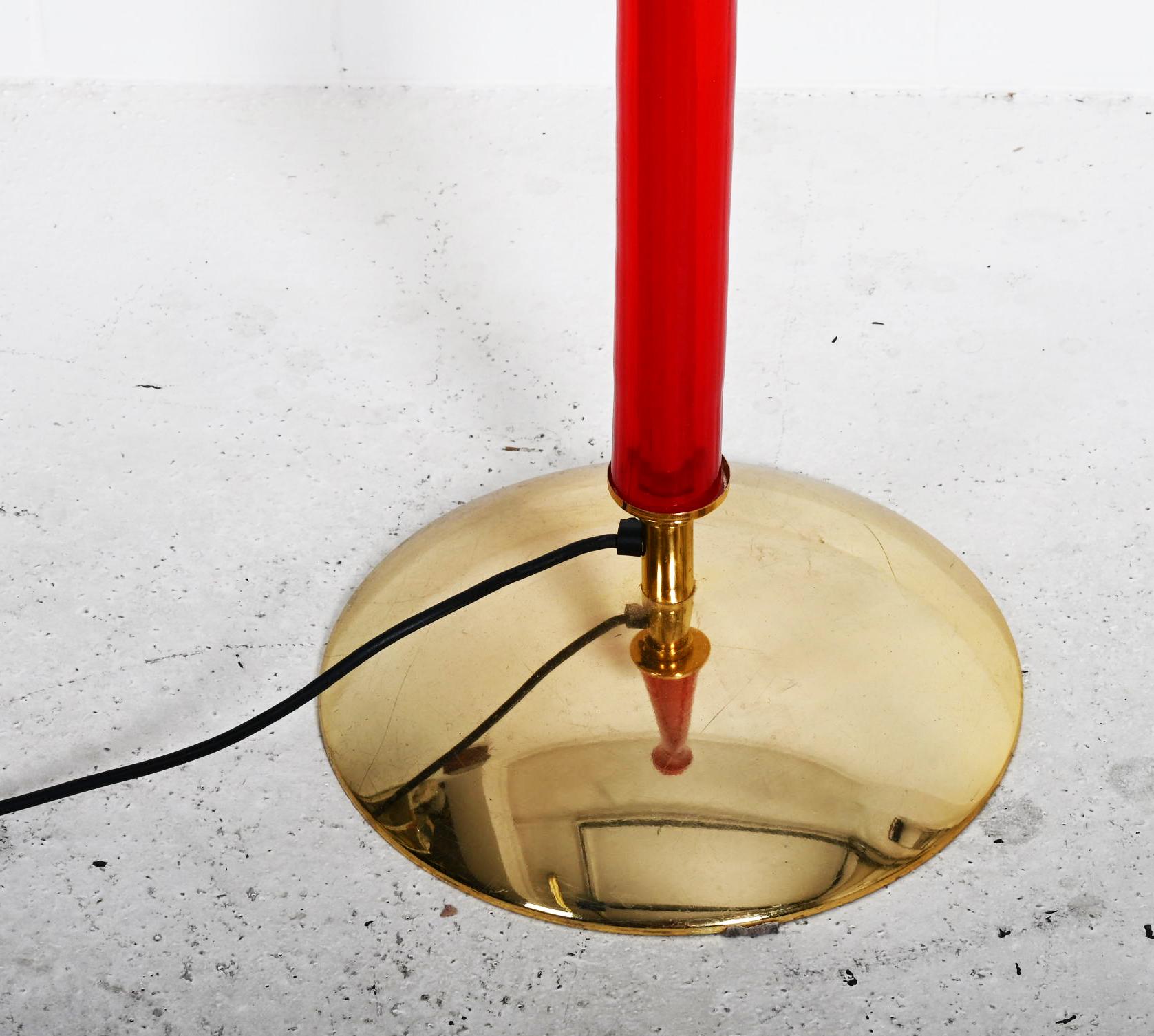Late 20th Century Red Murano Glass Floor Lamp For Sale
