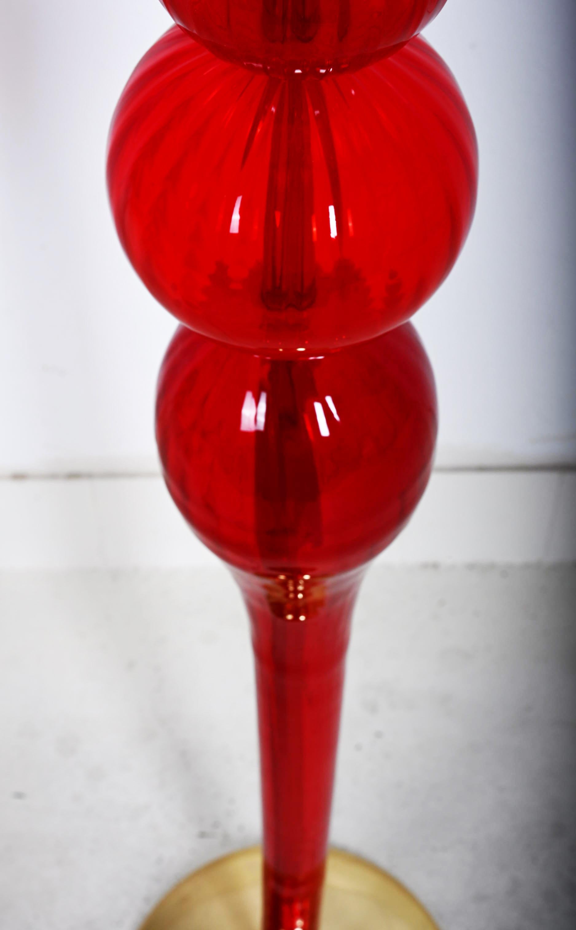 Red Murano Glass Floor Lamp For Sale 2