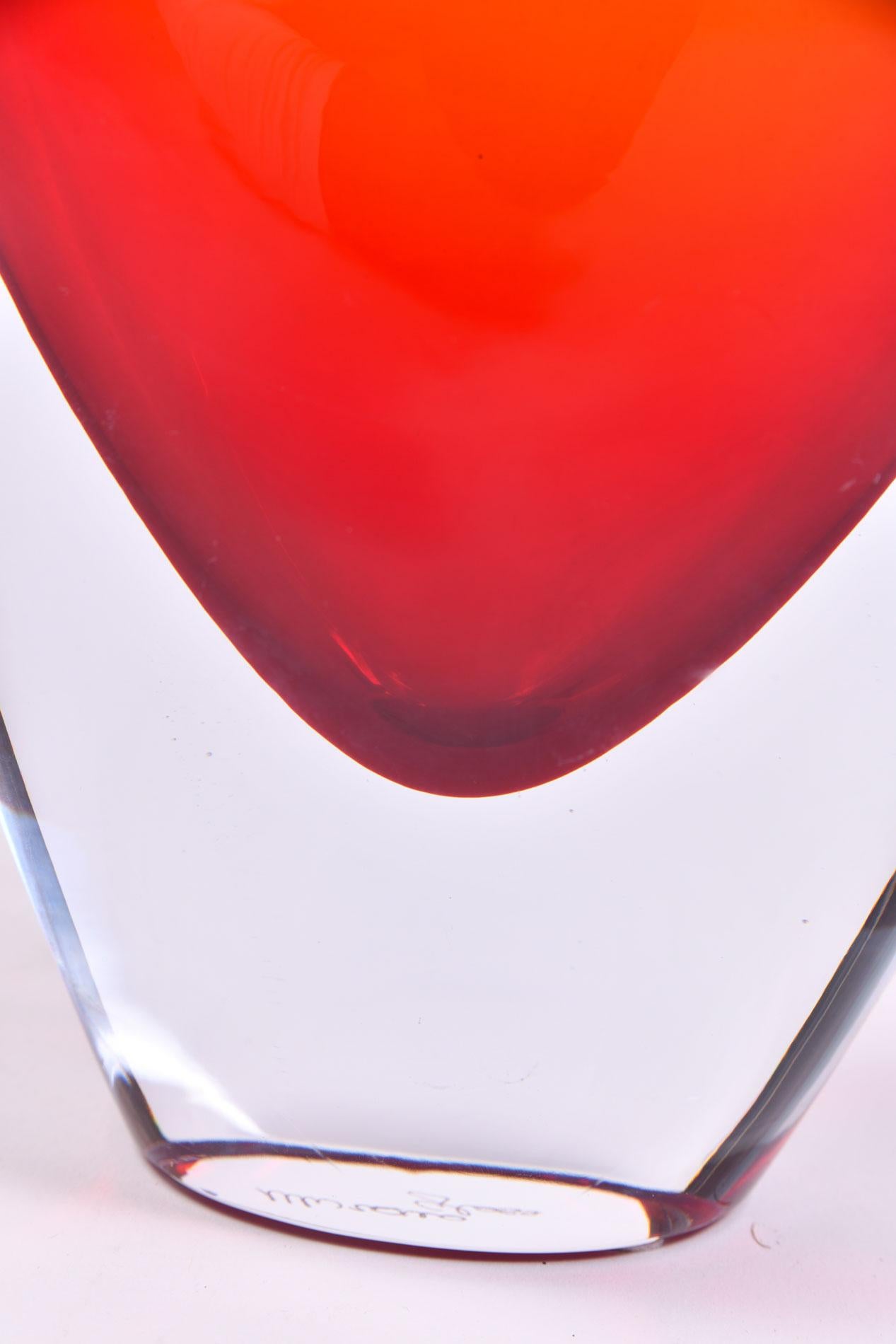Red Murano glass heart vase or objet d'art For Sale 1