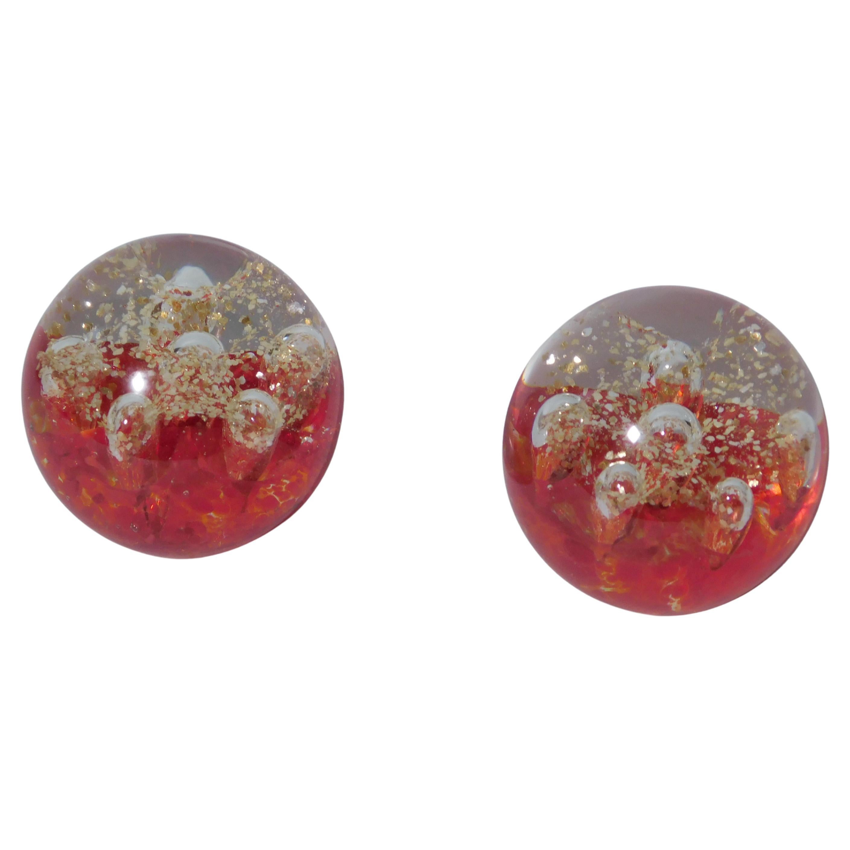 Red Murano Glass Paperweight, 2 Available