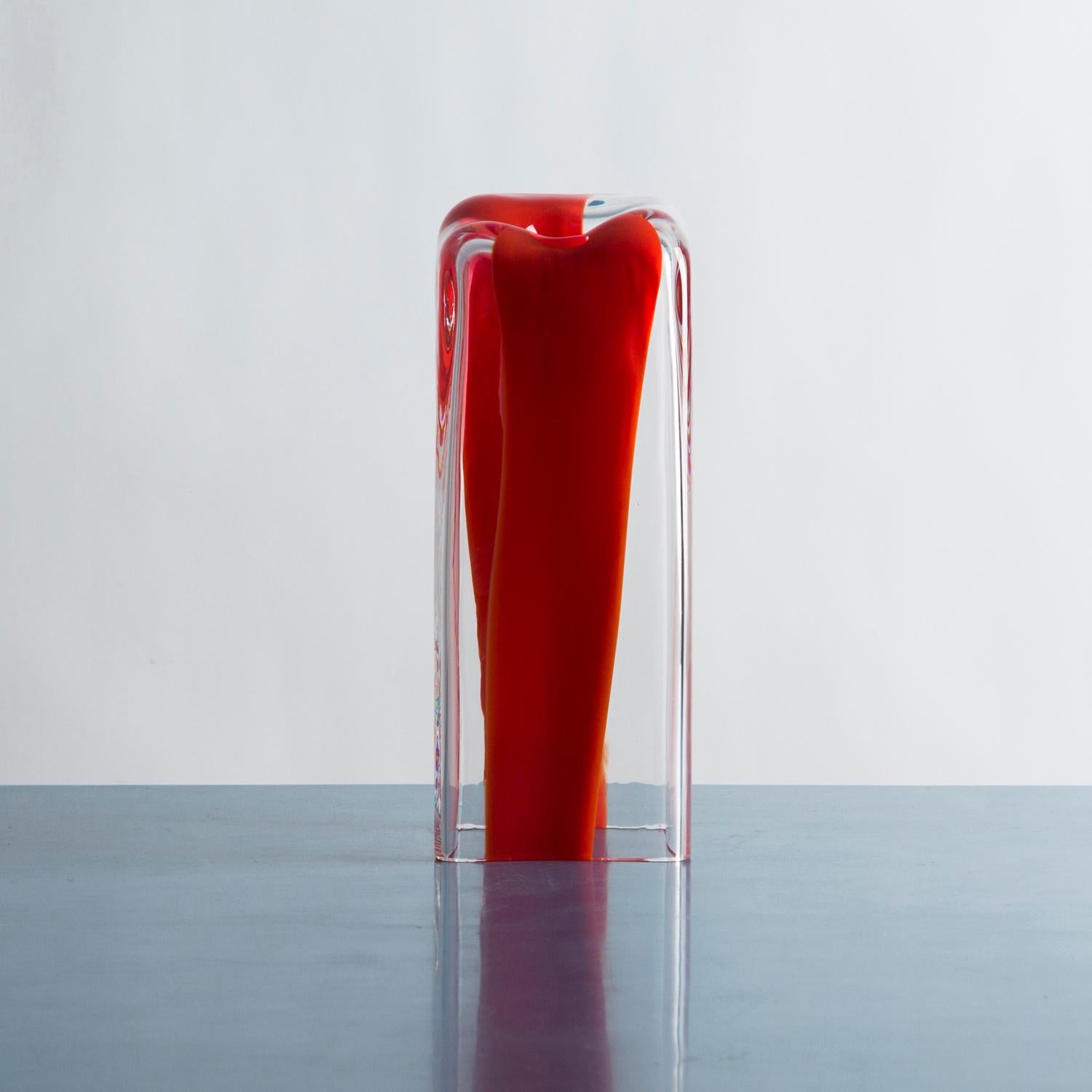 Rote Vase aus Muranoglas von Carlo Nason für Mazzega, 1970er Jahre im Angebot 2