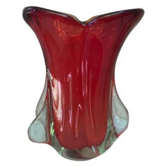 Red Murano Glass Vase, circa 1960