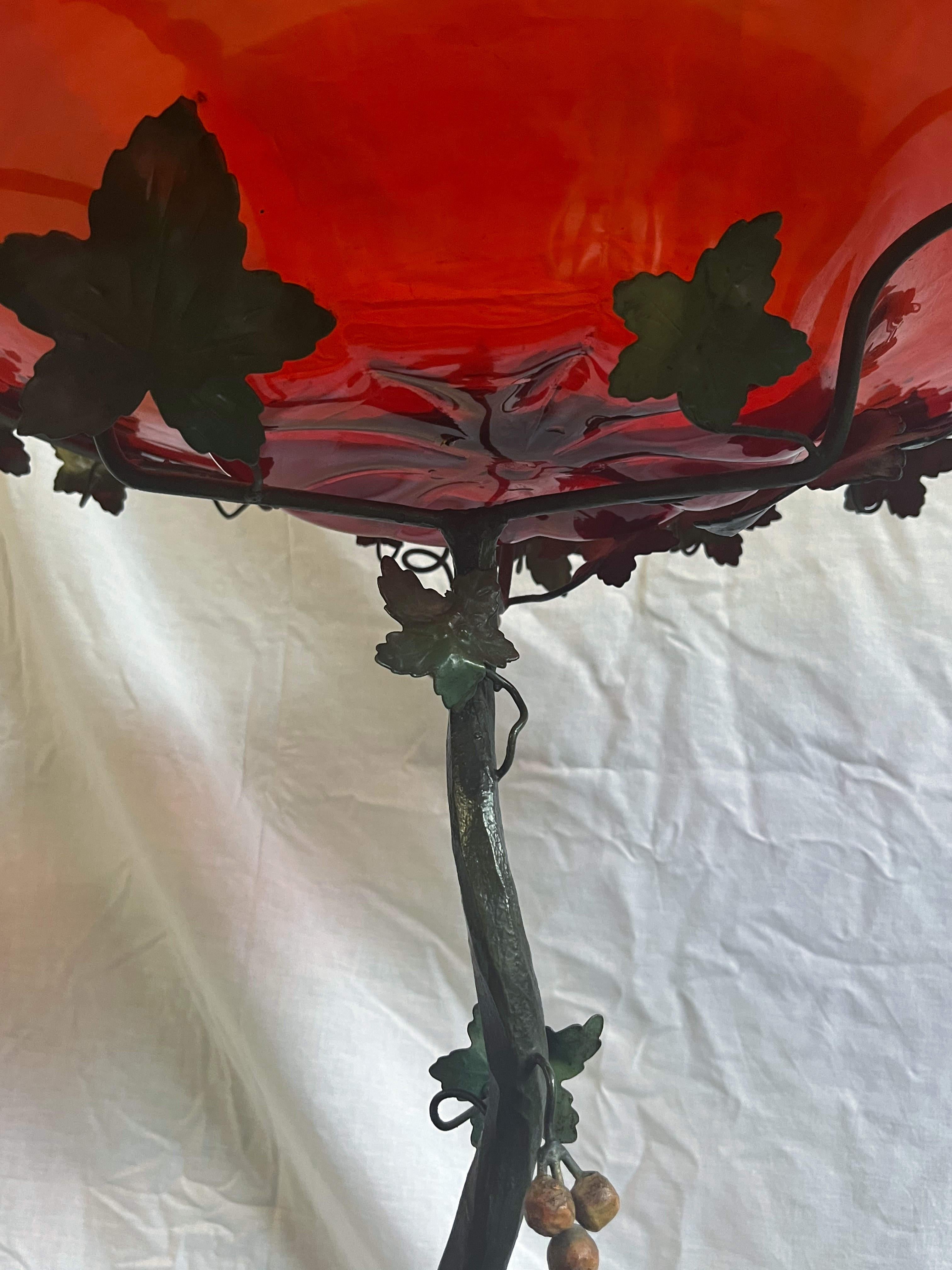 20th Century Red Murano Iron Grape Vines Pedestal by Umberto Belloto For Sale