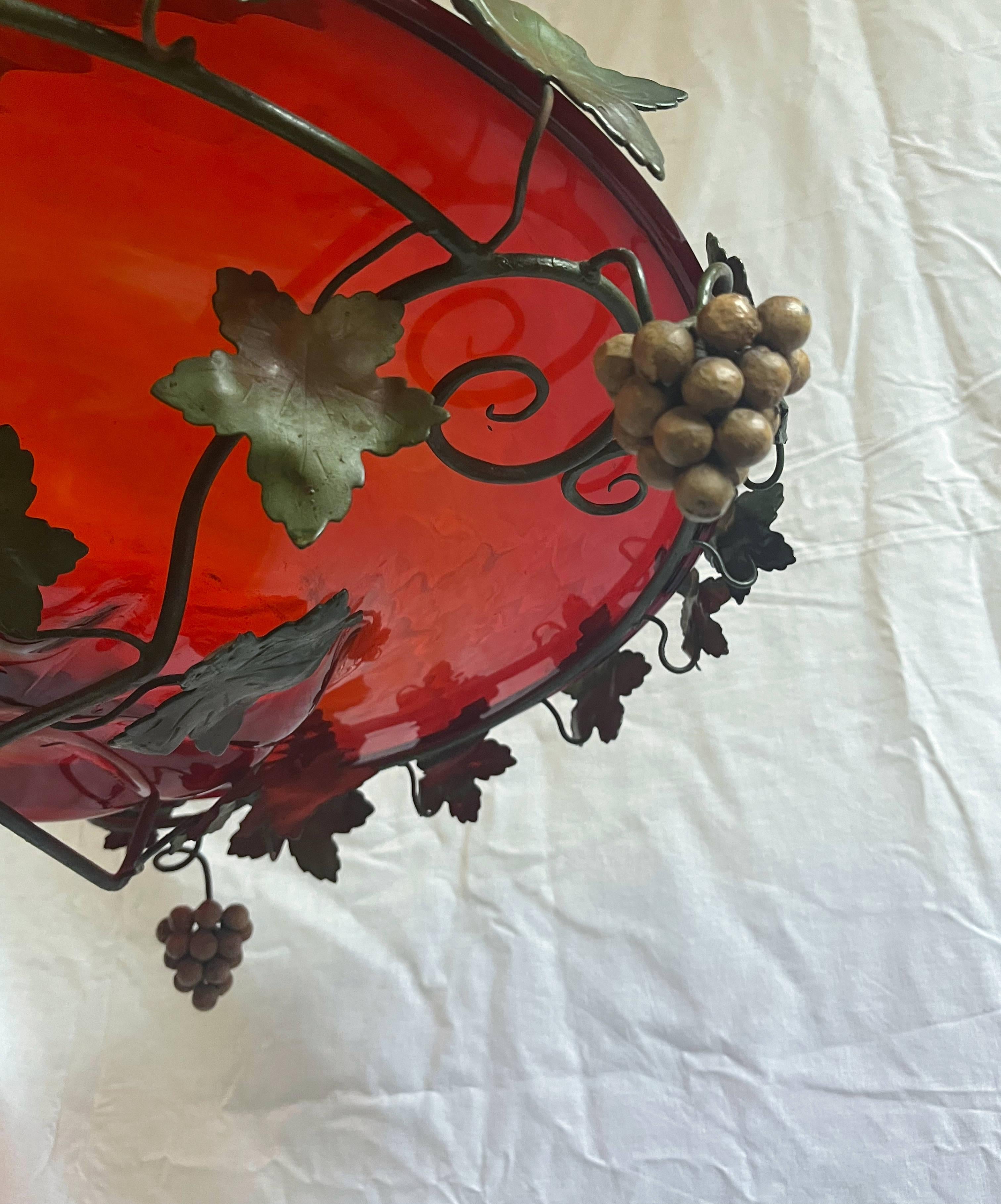 Red Murano Iron Grape Vines Pedestal by Umberto Belloto For Sale 1