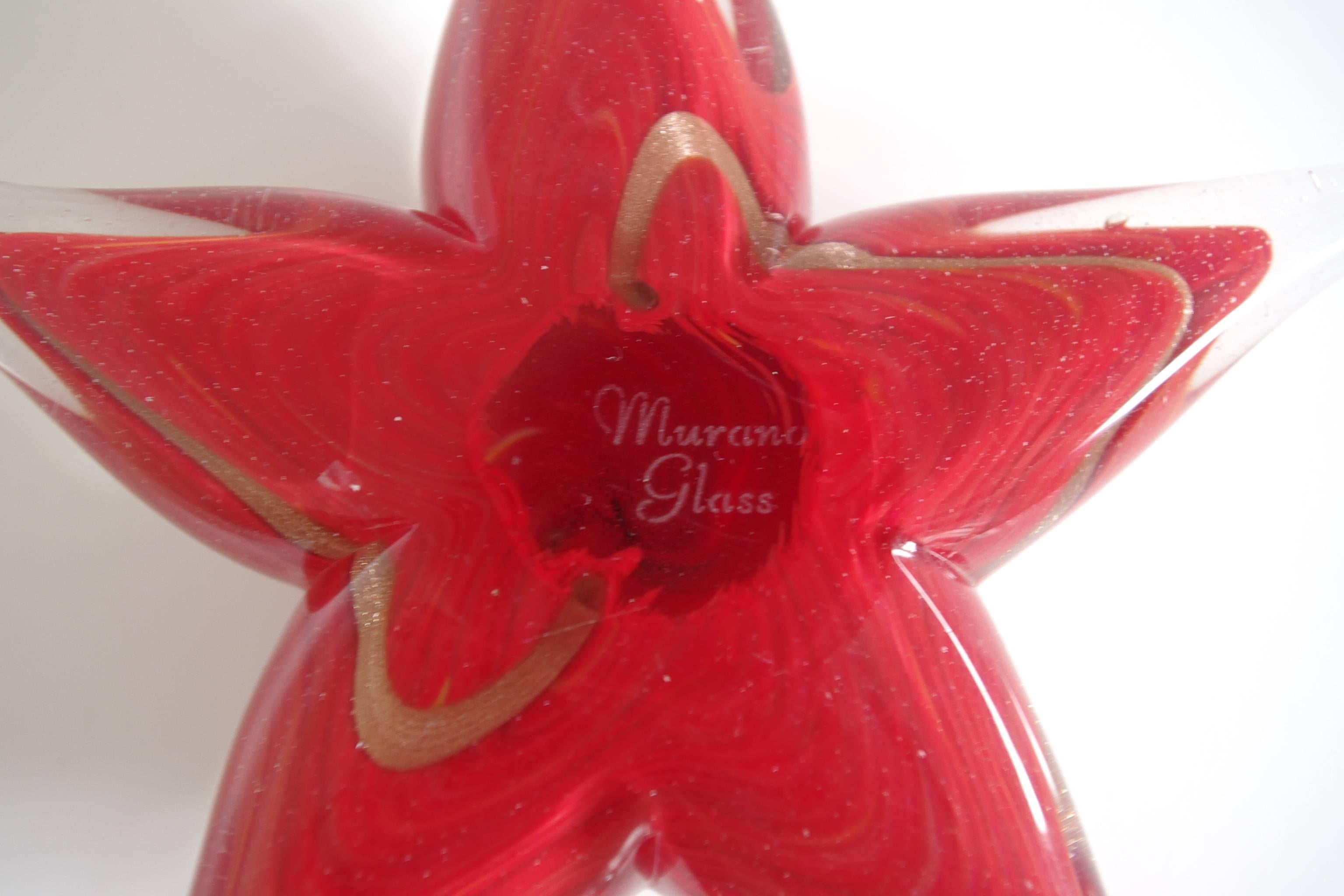 Italian Red Murano Star Paperweight FINAL CLEARANCE SALE