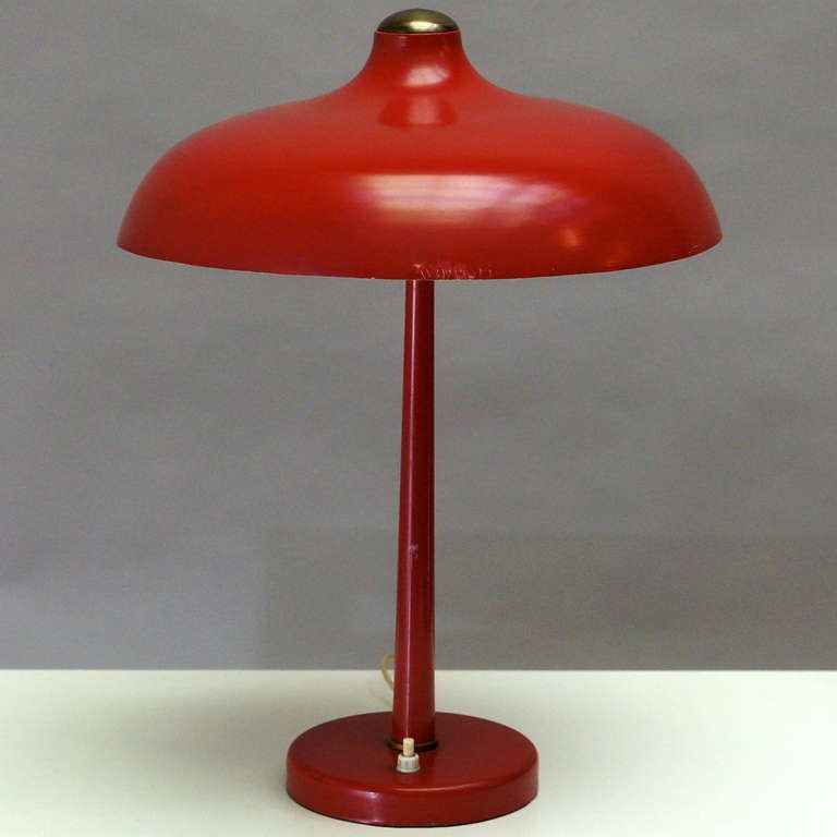 Mid-Century Modern Lampe de bureau en forme de champignon rouge en vente