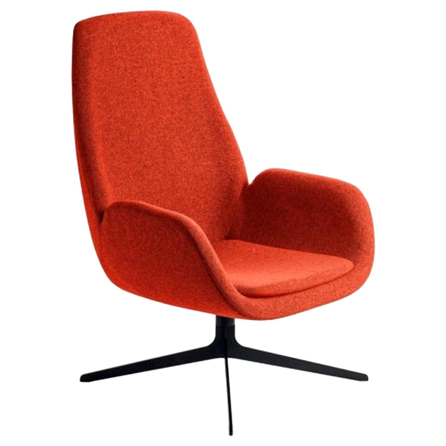 Red Mysa Lounge Chair, Designed by Michael Schmidt, Made in Italy