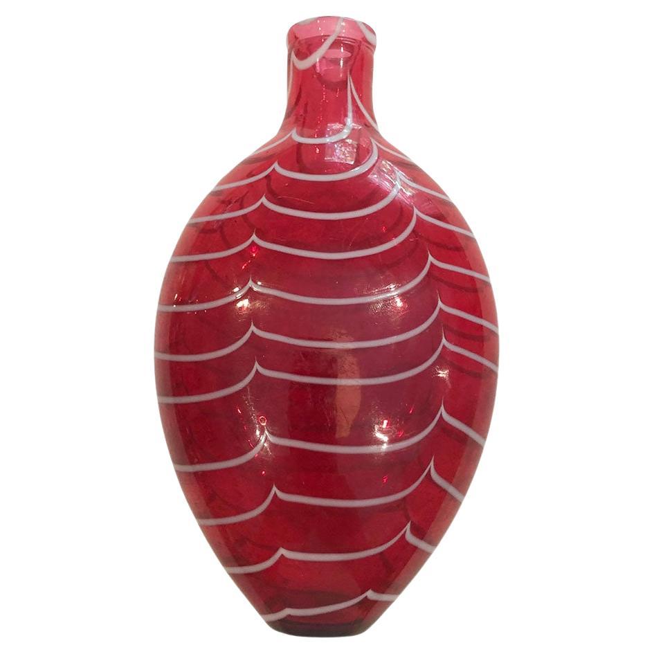 Red Nailsea Glass Pocket Flask For Sale