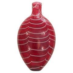 Antique Red Nailsea Glass Pocket Flask