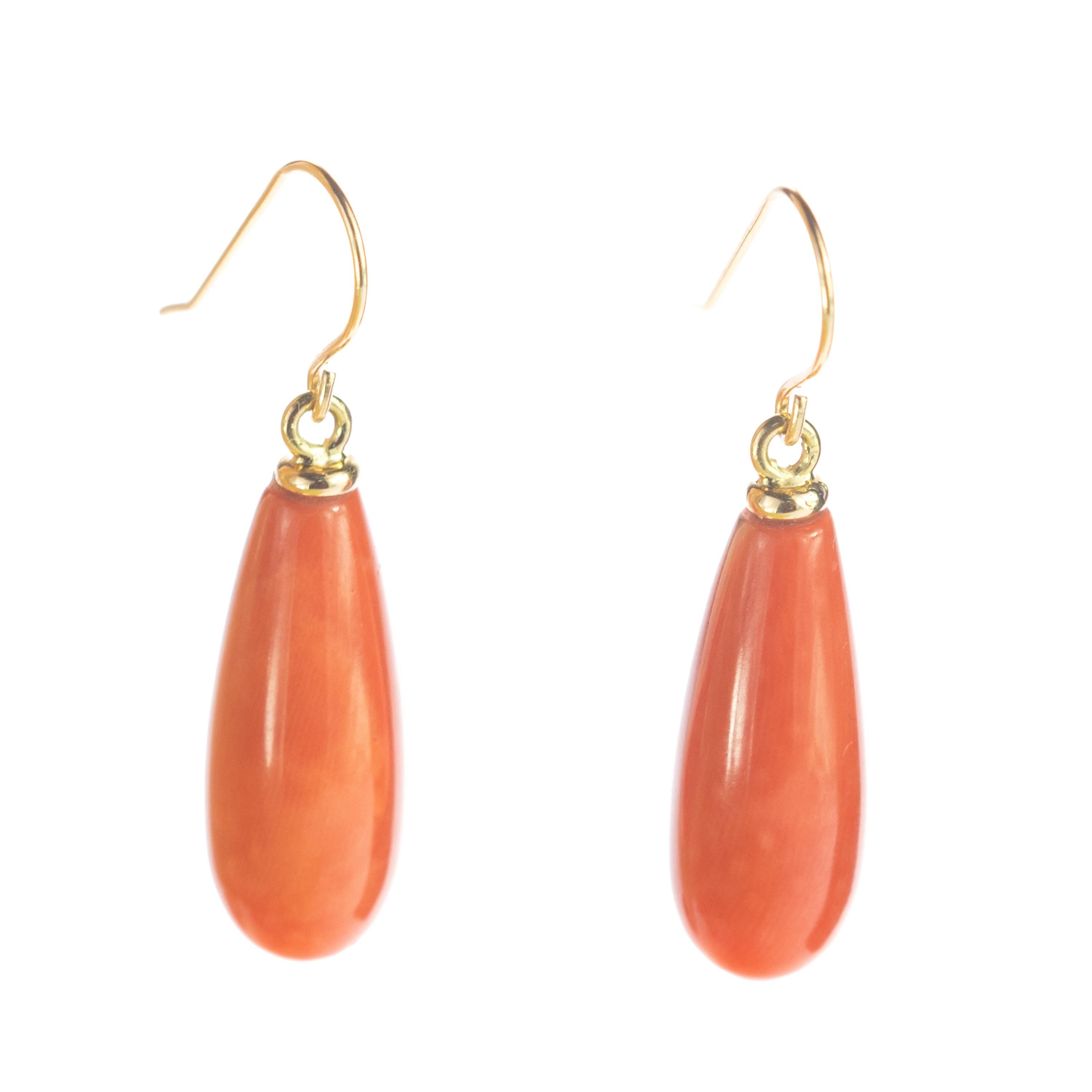 coral dangle earrings