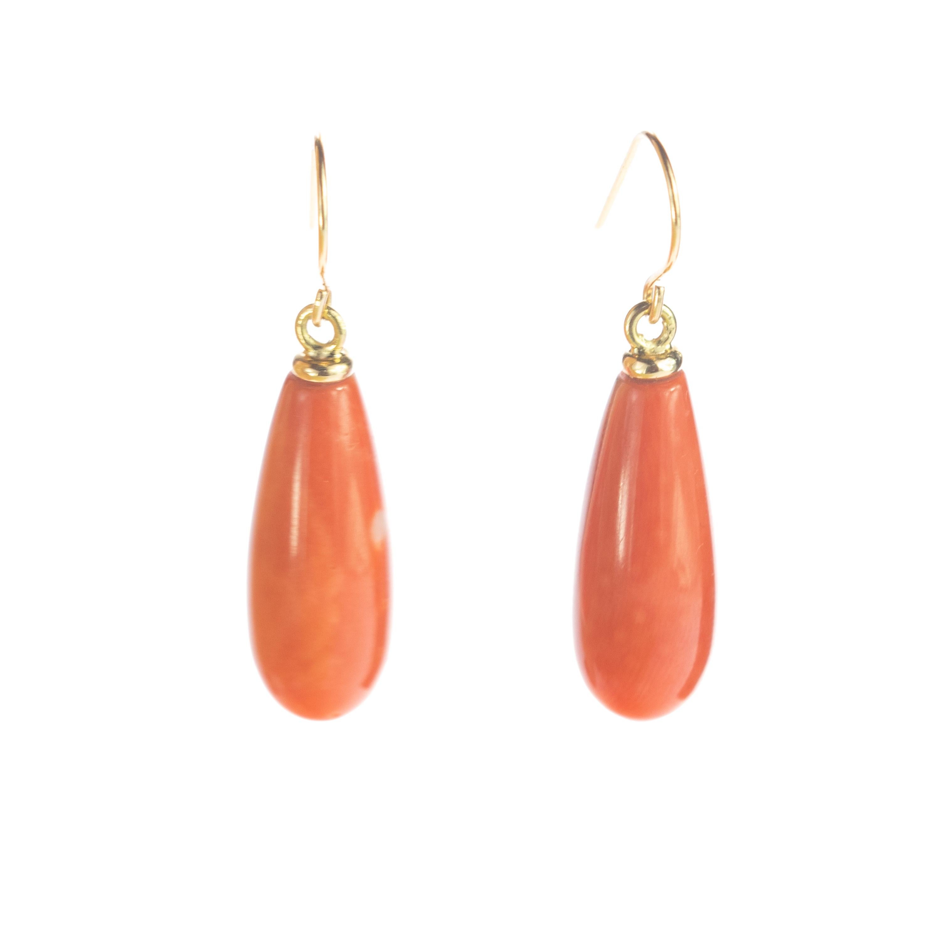 coral teardrop earrings