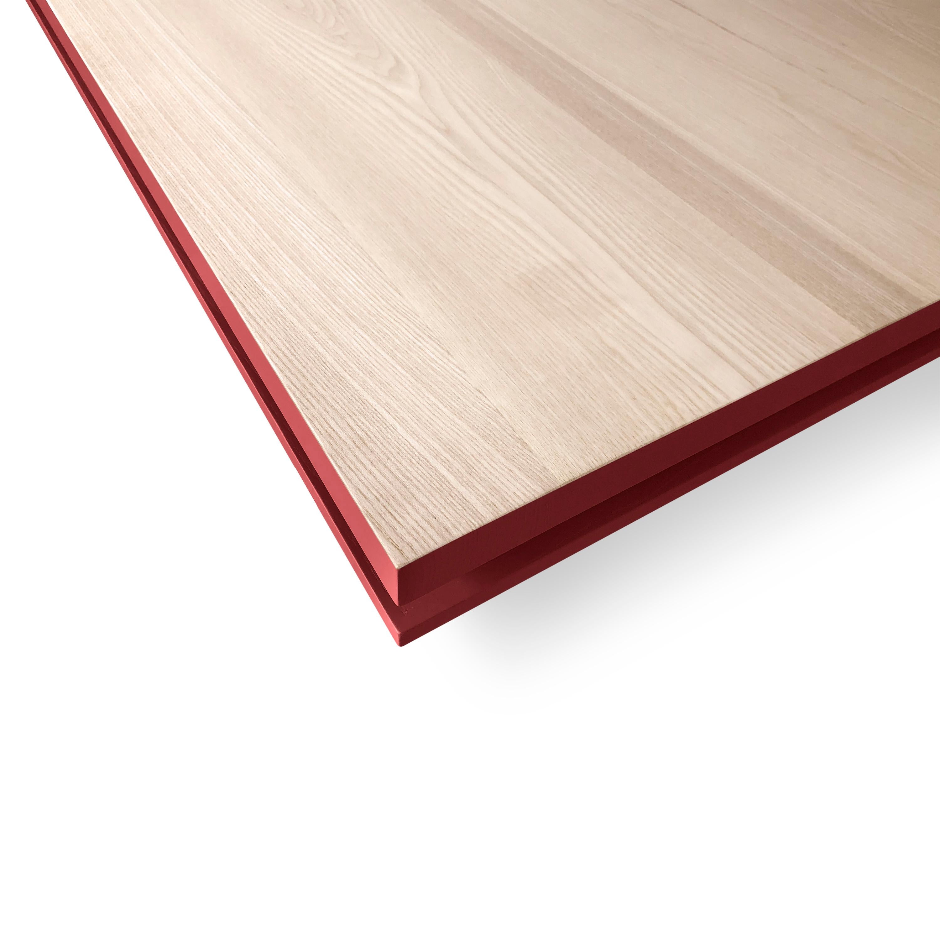 Table de salle à manger rouge extensible Eric Gizard Paris, fabriquée à la main en France en vente 1