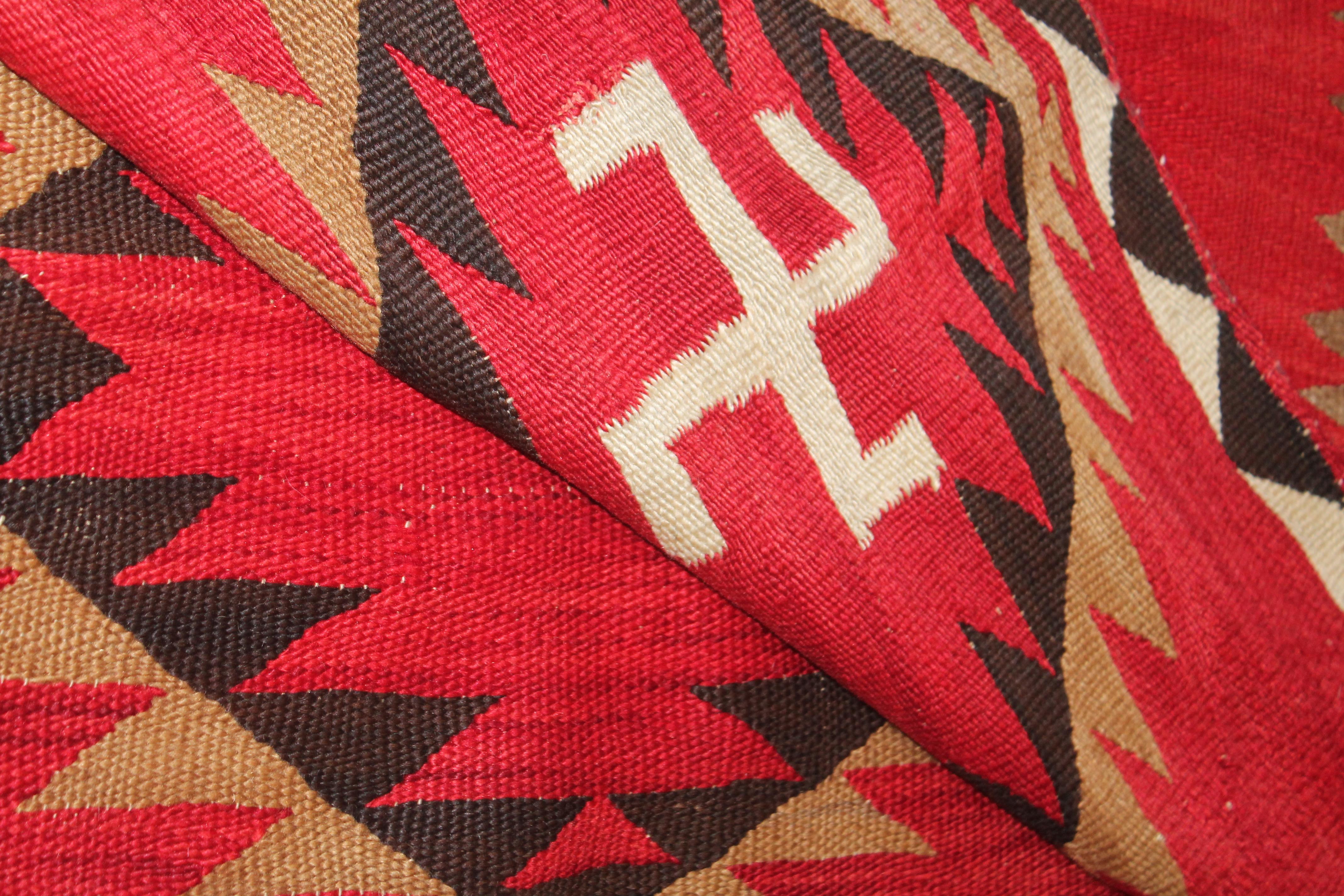 Early 20th Century Red Navajo Transitional Rug with Three Central Diamonds
